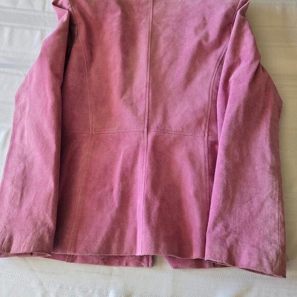 Size 12 Liz Claiborne Rose Color Button Front Sued Jacket/Blazer - Picture 6 of 10